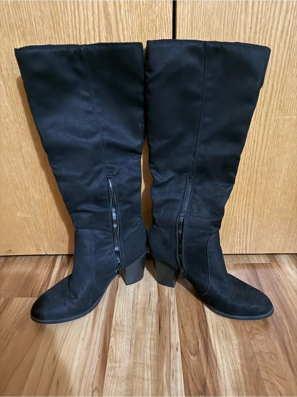 Sugar Black Over-the-Knee Block Heel Boots